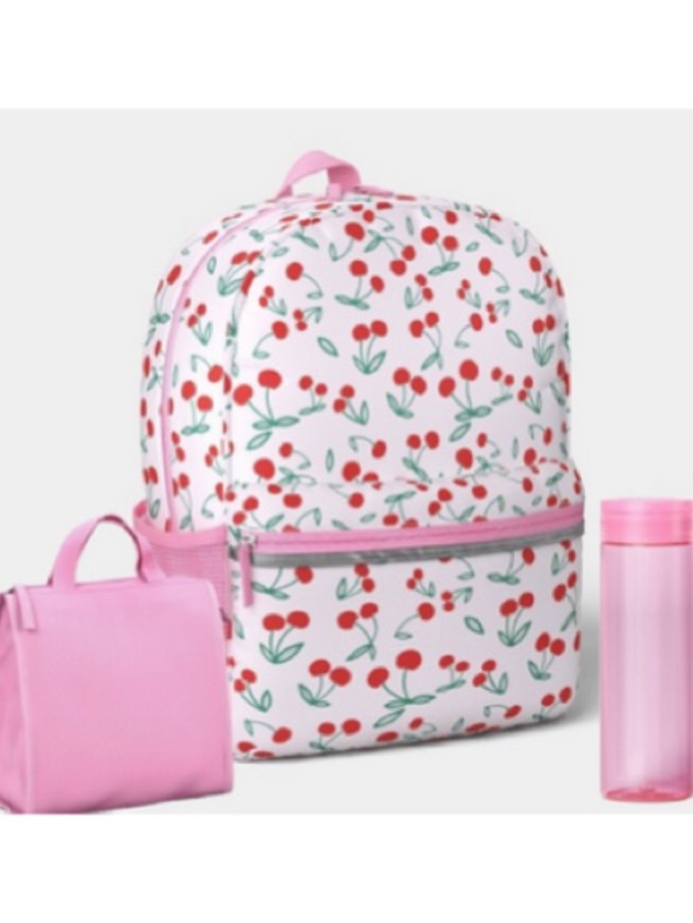 Cherry White Pink Red Backpack Sets Water Bottle Lunch Bag For Kids And Women's